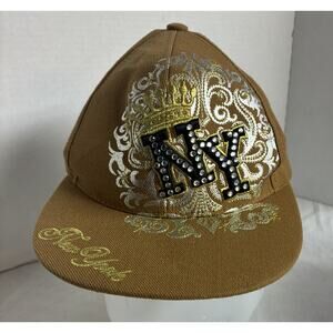 Kebethos Original Embroidered NY (New York) Mustard Fitted Cap Hat